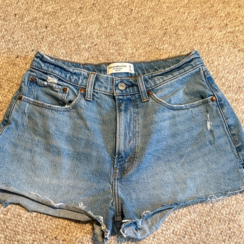 Abercrombie & Fitch Light Blue Distressed Denim Cutoff Shorts
